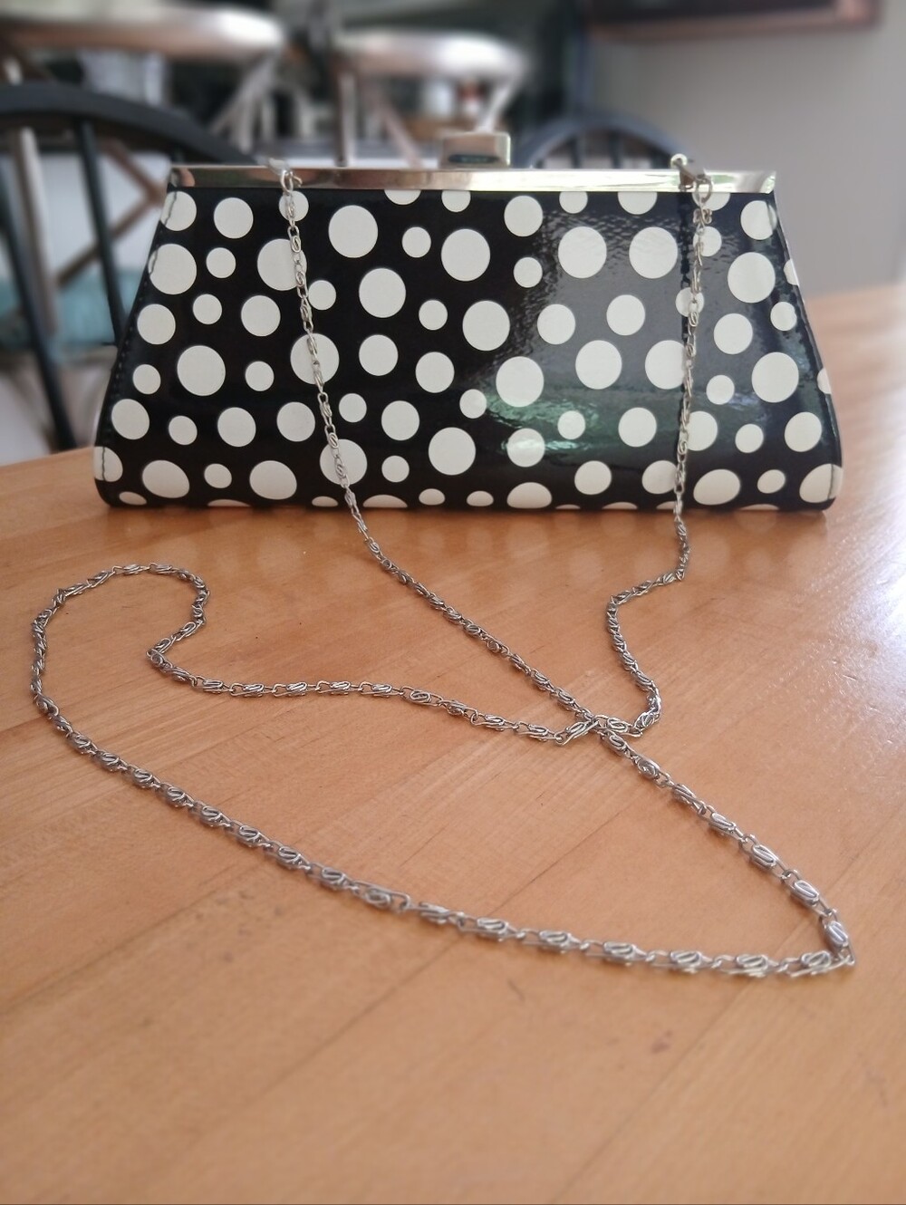 Neiman Marcus Patent Polka Dot Clutch - Picture 5 of 8